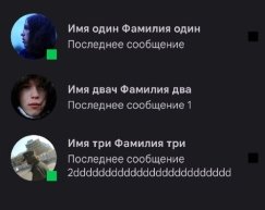 Работоспособный макет списка контактов сообщений