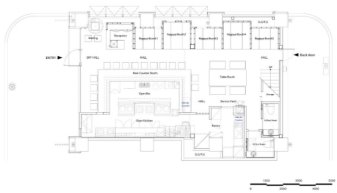 Ресторан «Shyo Ryu Ken» Осака, Япония. План и NagayaBooth, 122 m²