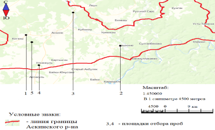 Карта-схема расположения пробных площадок (ПП)