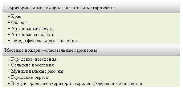 Структура пожарно-спасательного гарнизона