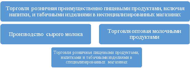 Дополнительные виды деятельности АО «Агрофирма «Ольдеевская» в сфере продажи молочной продукции, а также торговля в розничных магазинах