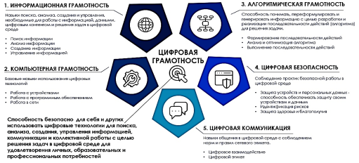 Условная схема «Цифровой грамотности» по исследованию ВШЭ