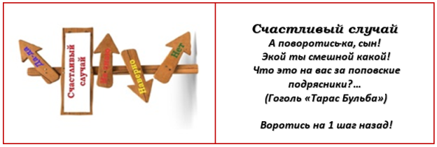 Карточка «Счастливый случай»: слева — лицевая сторона, справа — обратная