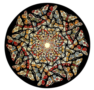 Гравюра М. Эшера «Бабачки в круге», 1950 г.