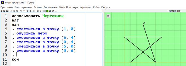 Алгоритм работы «Чертежника»