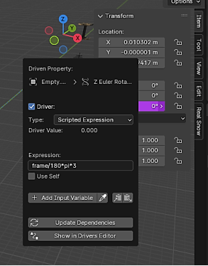 Драйвер вращения для «пустого» объекта
