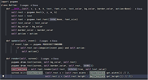 Класс кнопки с её параметрами и функциями