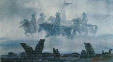 Н. П. Пурбуев. «Духи древних». 2005. Бумага, акварель