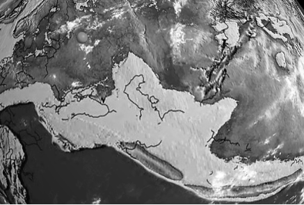 Карта Среднерусского моря с сайта https://dinosaurpictures.org/ (точкой отмечена Москва)